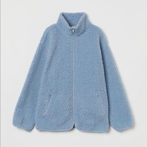 H&M baby blue faux sherling jacket